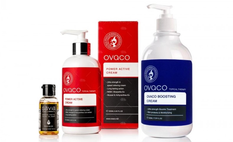 Pack reafirmante Ovaco, power active, boosting cream, aceite savia